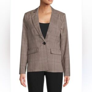 Central Park West‎ Womens Blazer M Plaid Single Button Lined Career Office